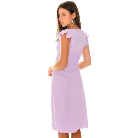 AMANDA UPRICHARD PURPLE RUFFLE SLEEVE MIDI DRESS - Picture 7 of 11
